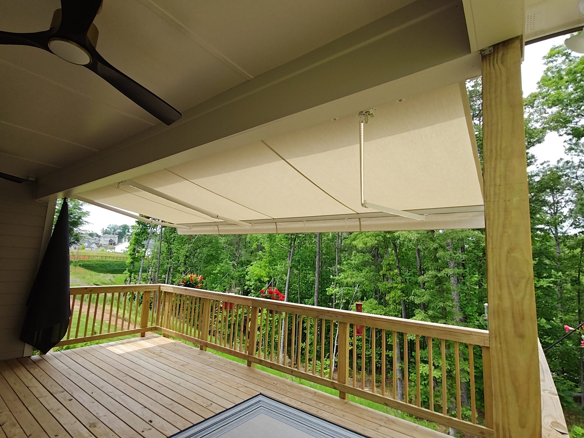 Tan Sunbrella Beige Frame Awning Extended Canton GA