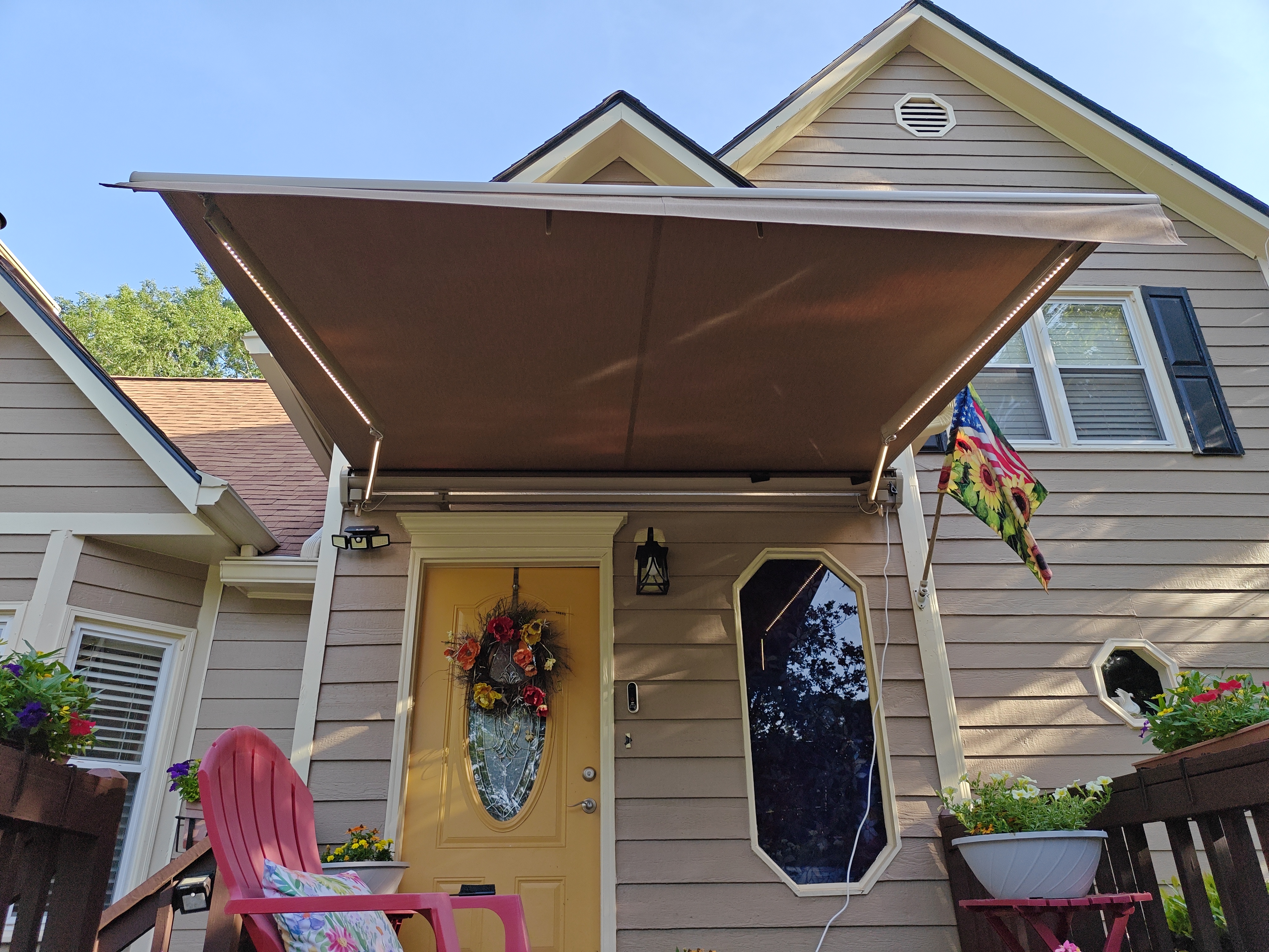 Motorized Front Porch Awning LED Lights Smyrna GA
