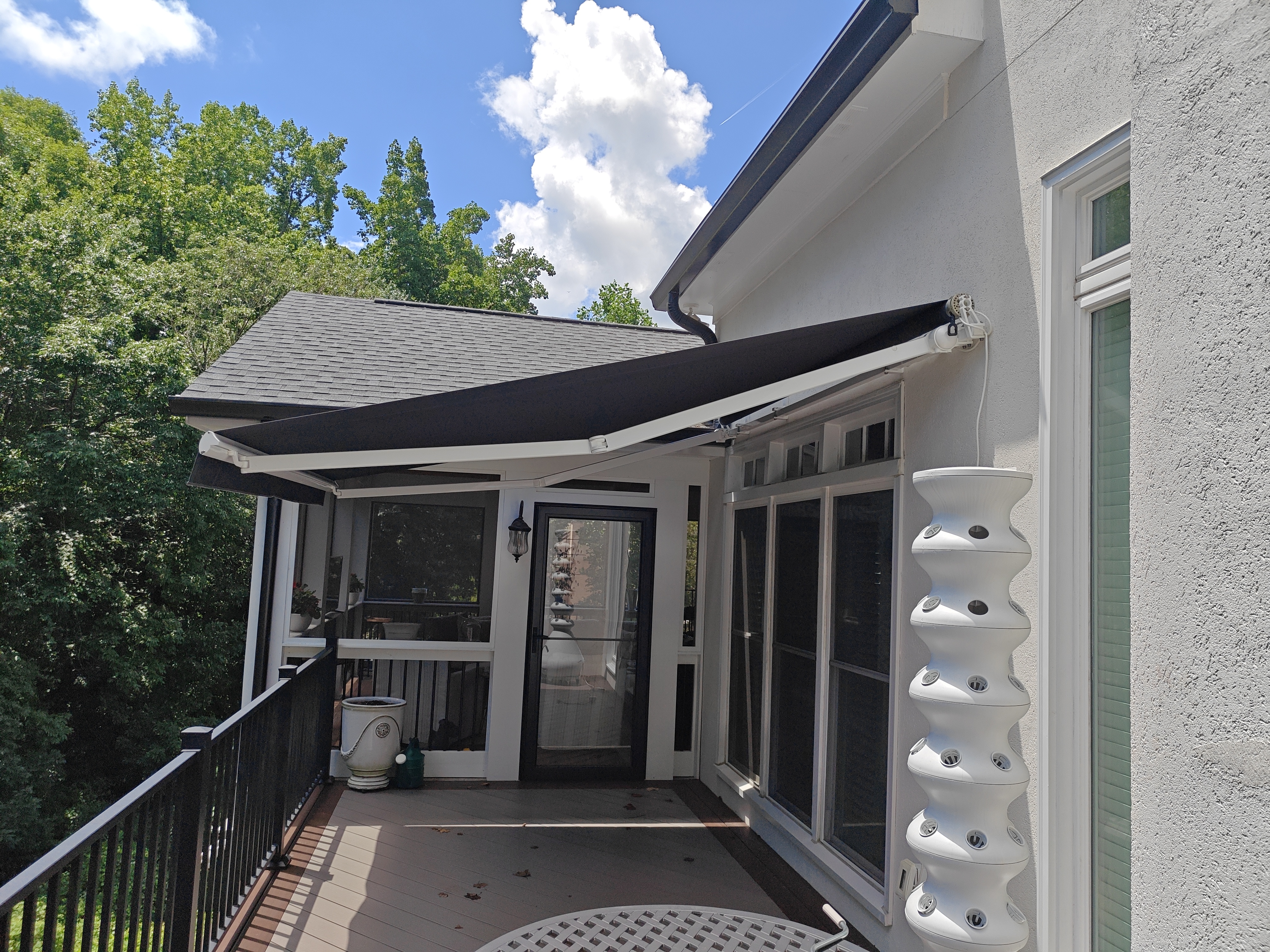 Retractable Awning Marietta GA Black Sunbrella White Frame