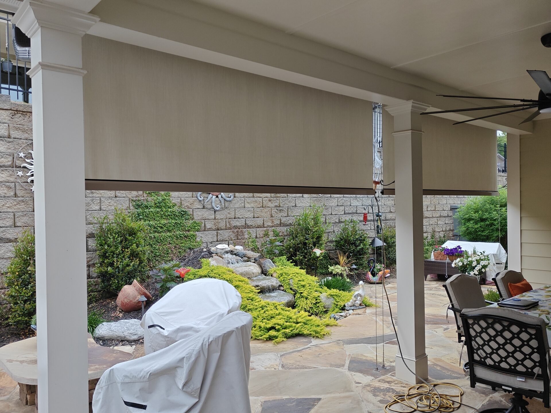Cable Guided Dimout Privacy Screen Woodstock GA Interior View