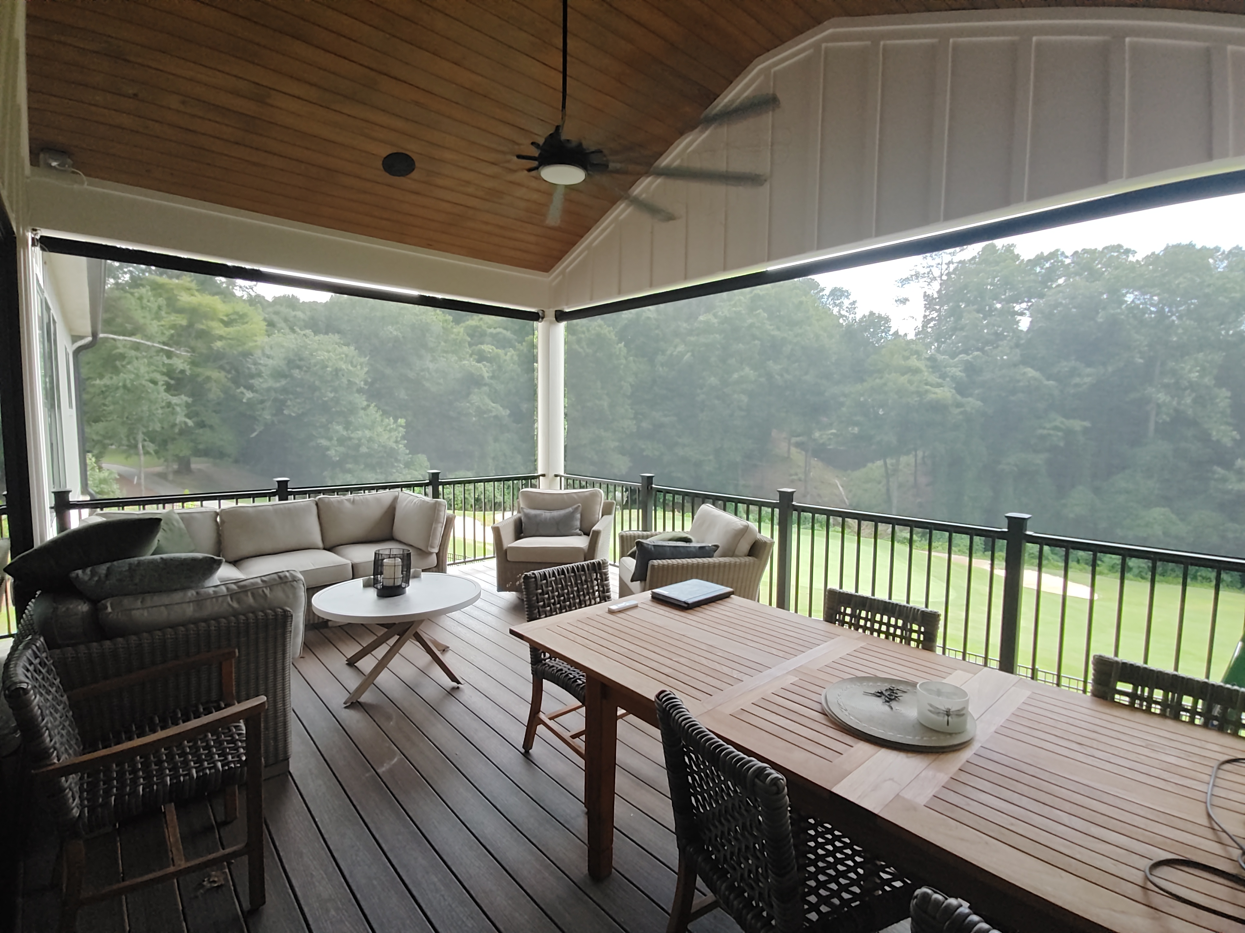 Cable Guided Motorized Screen Roswell GA Covered Deck