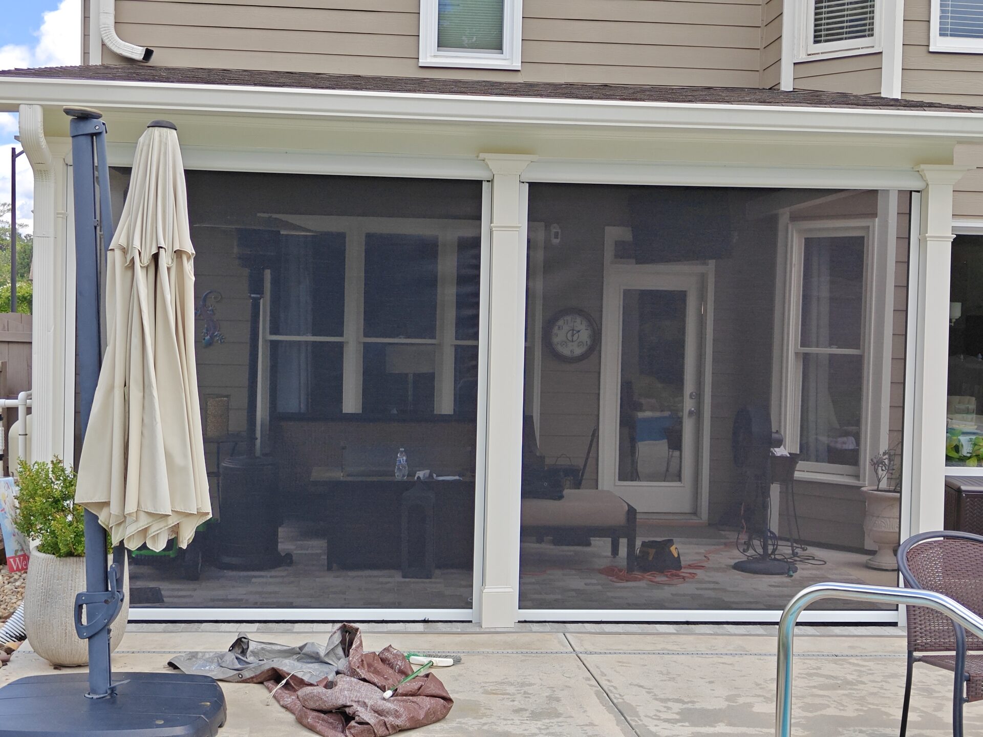 Solar Screen Suntex 80 Black White Frame Exterior